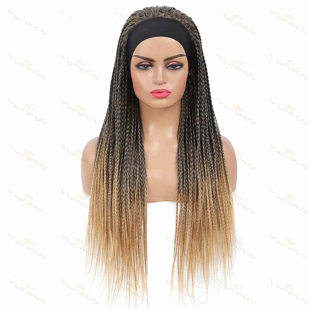 Box Braided Headband Wigs 3x Twist Braided Wig Synthetic Afro Dreadlocks Jumbo Braids Wig For Women Lce Silk Hairband Wig Daily