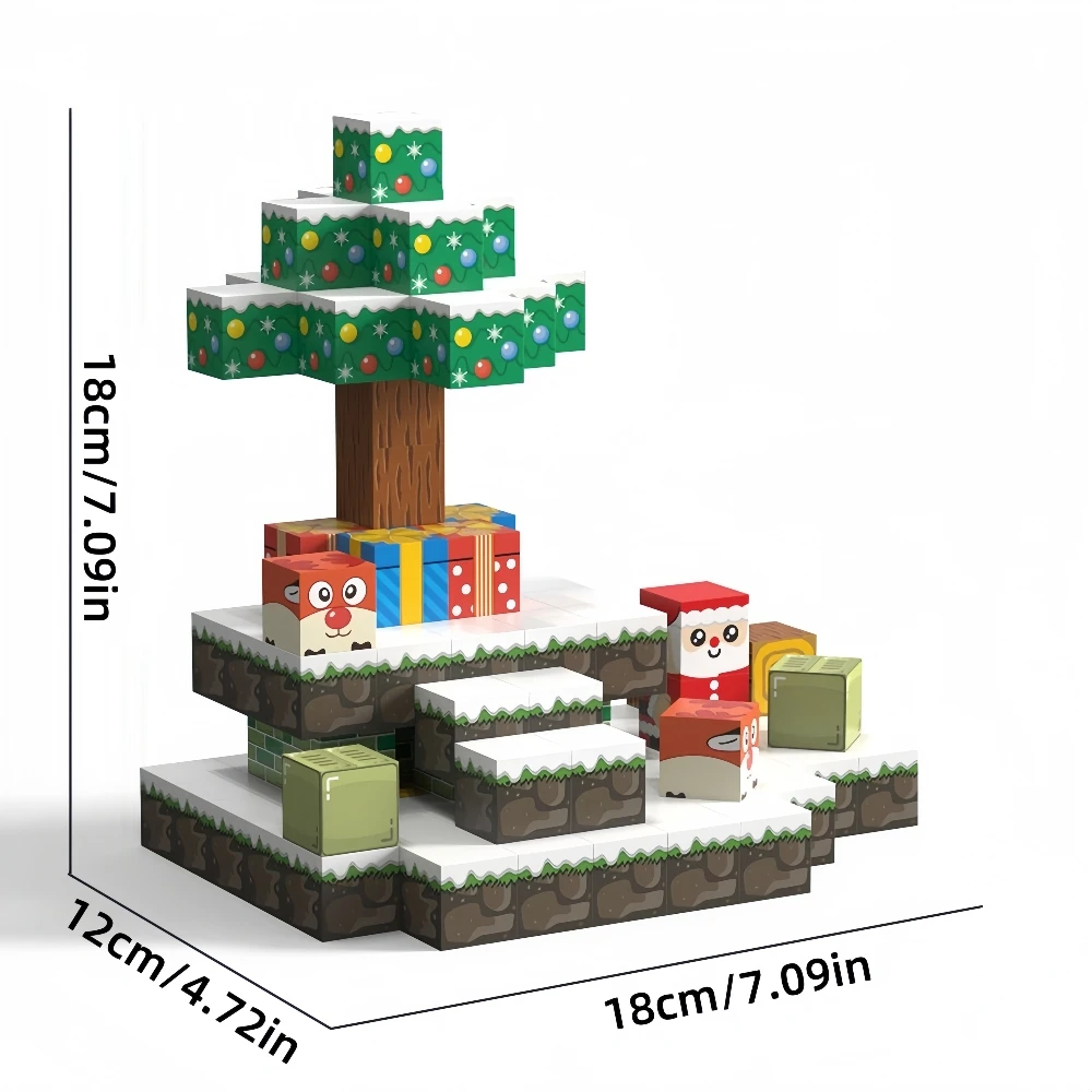 Build Your Own Christmas Decor Magnetic Blocks 54PCS STEM Creative Toys Santa Claus Gift Set