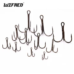 100pcs Multiple Size Treble Hooks Fishing Hook for Lures Size 12 10 8 6 4 2 1 1/0 2/0 3/0 4/0 5/0 Black Color [YG0001]