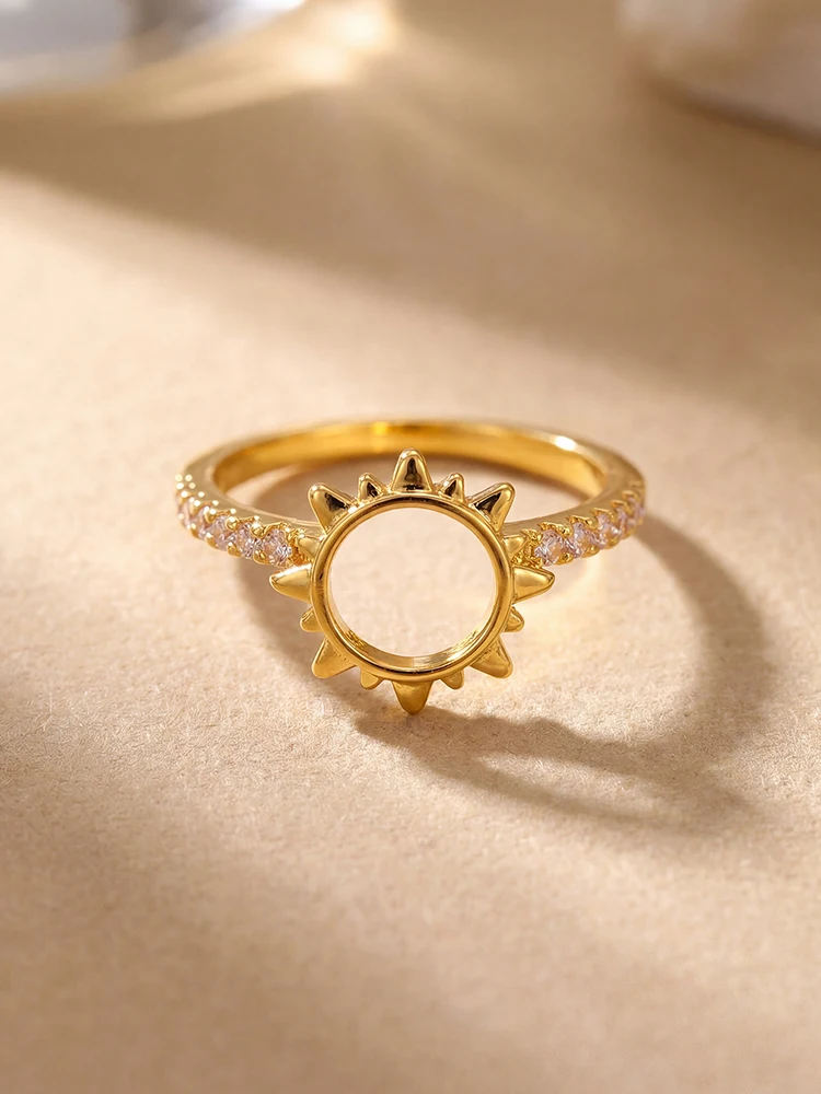 Classic Simplicity Hollow Sun Zircon Ring For Women 925 Sterling Silver Engagement Wedding Luxury High Quality Fine Jewelry