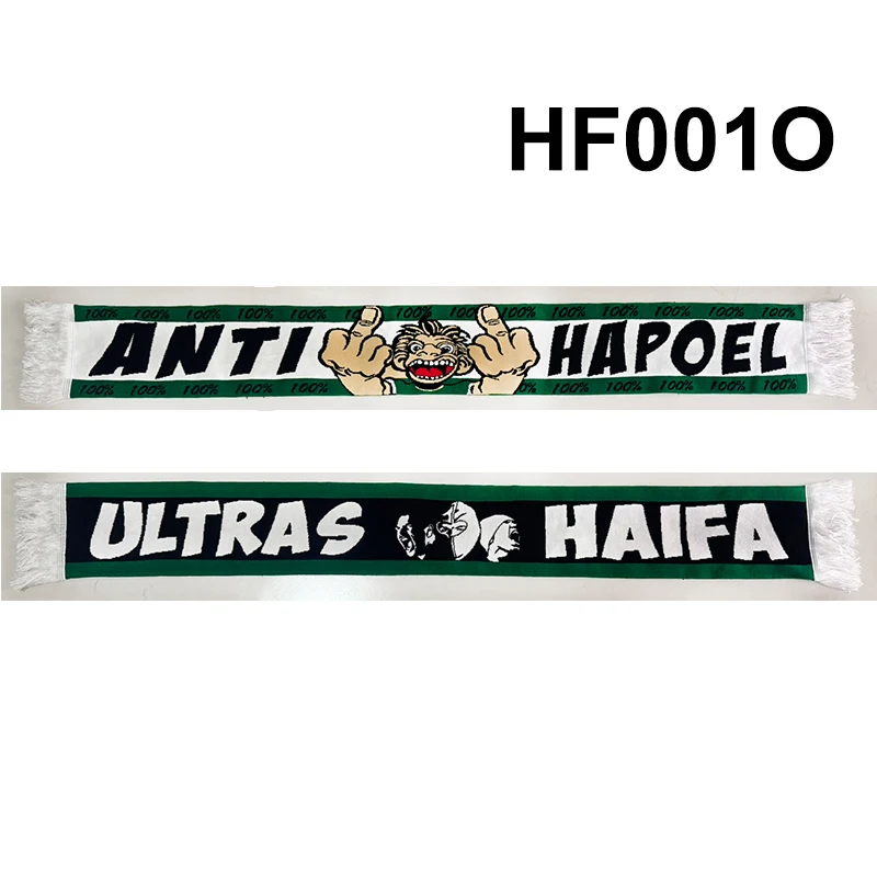 145*18 cm Tamaño MHFC 100% Anti Hapoel Ultras Haifa Bufanda de punto de doble cara HF001O