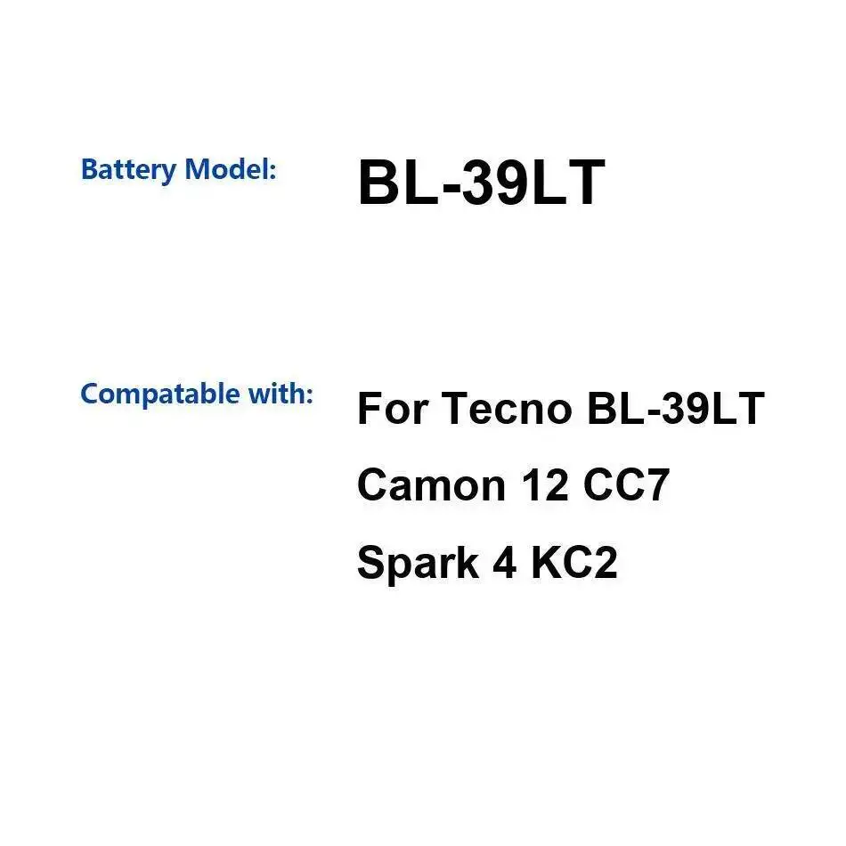 

Аккумулятор мобильного телефона с длительным сроком службы 4000 мАч для Tecno BL-39LT Camon 12 CC7 Spark 4 KC2