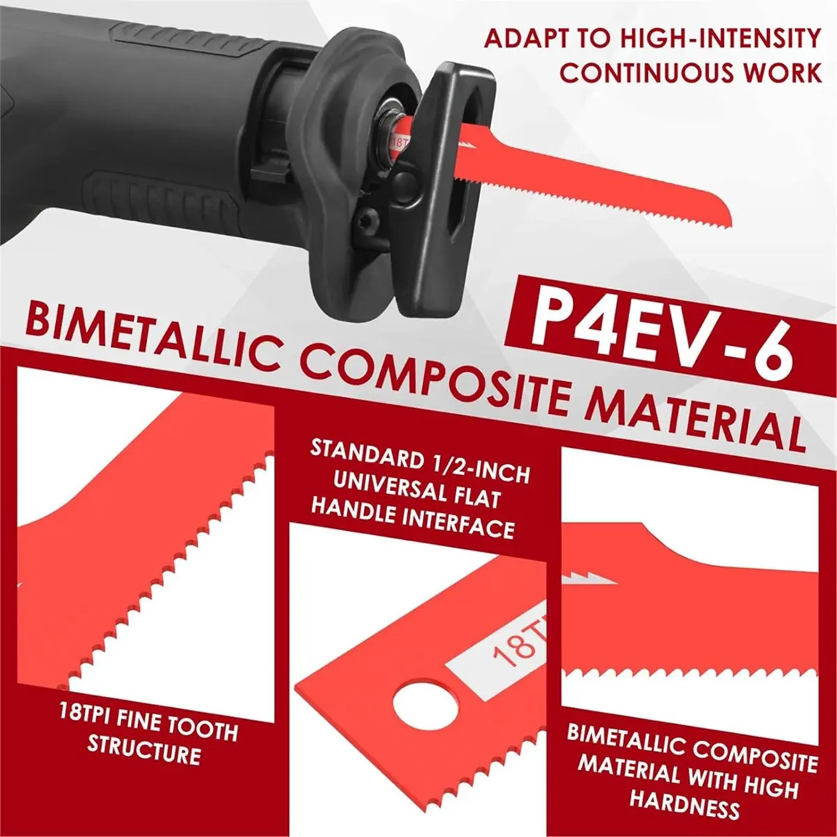 【WSFS】 12Pcs Air Reciprocating Saw Blades, 18TPI Air Bi Metal Saw Hacksaw Blade, for Standard 1/2
