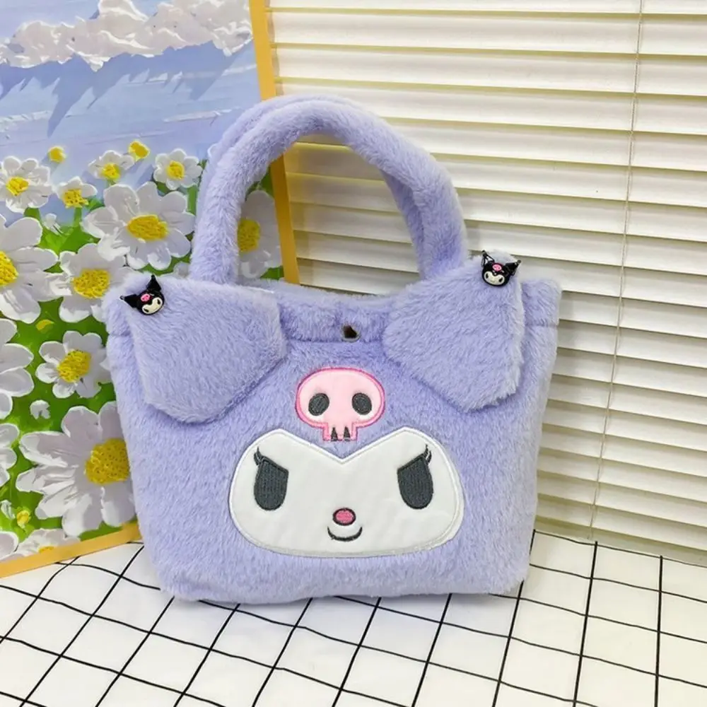 1 قطعة سانريو حقيبة قطيفة Kawaii كورومي سينامورول ميلودي الكرتون أنيمي حقيبة يد Crossbody مستحضرات التجميل السفر أكياس التسوق النساء الفتيات