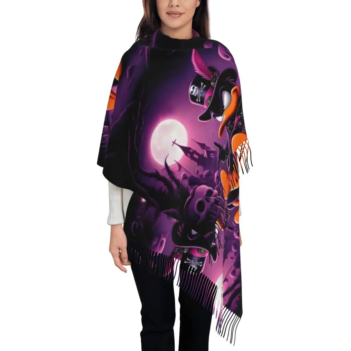 

Готический шарф Даффи с принтом на заказ, шарф с героями мультфильмов для женщин и мужчин, зимние теплые шарфы, забавные аниме, кавайные шали, накидки