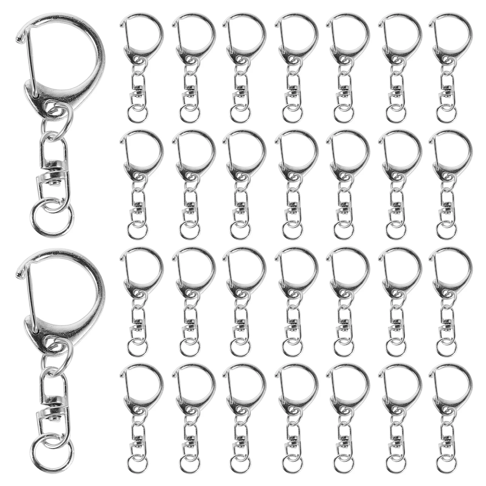

50pcs Rotatable Swivel Clasp Clips Metal Keychain Rings With D Ring For Keys Small Craft Connectors Alloy Keyring Diy Jewelry