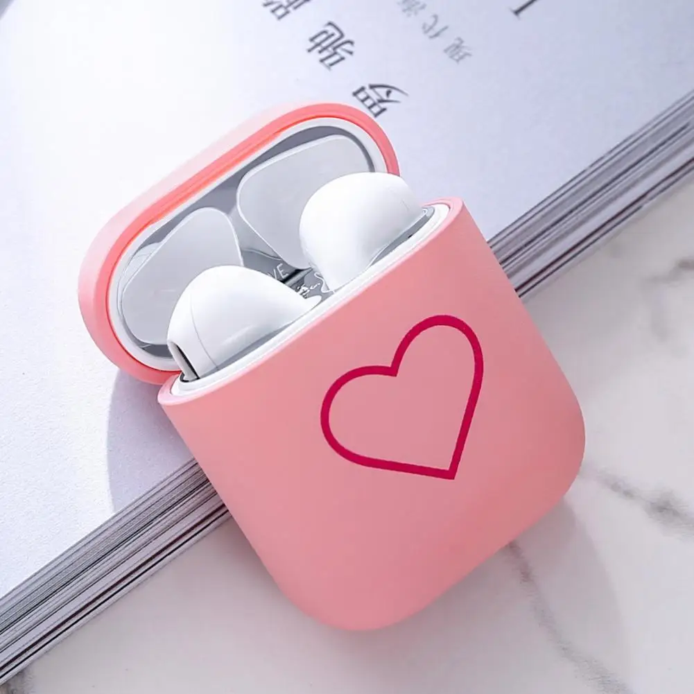 1/2 Soft TPU Headphone Shell Charging Hole Silicone Wireless Bluetooth Earphone Protective Case Cover Matte Love Heart