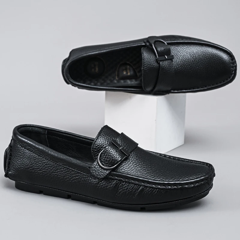 Genuine Leather Loafers for Men Handmade Casual Shoes Slip on Driving Flats Comfortable Moccasins Leisure Walk Man Driving Shoes