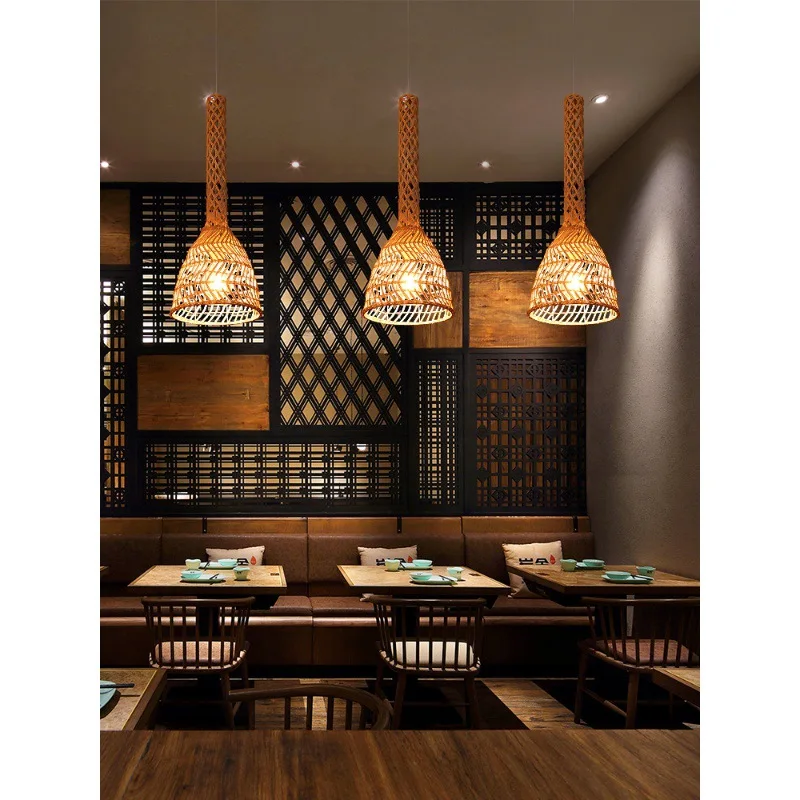 

Japanese dining chandelier rattan retro hand-woven rattan chandelier