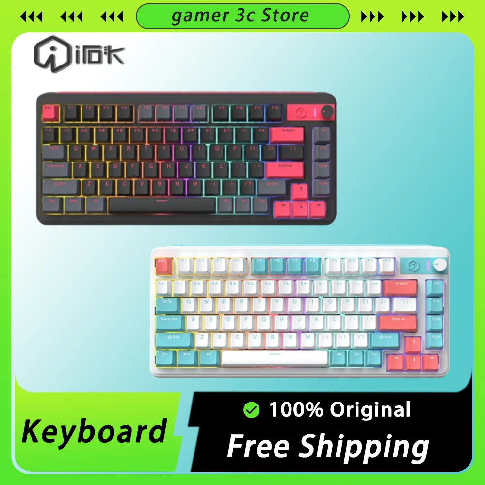 

IROK Li75 Mechanical Keyboard Three Mode Multifunctional Knob Gamer Keyboard Wireless RGB Hot Swap Gaming Accessories Kit Office