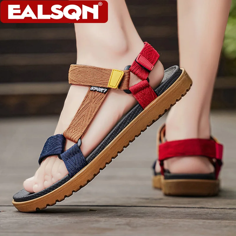 

Мужские спортивные сандалии, сандалии для походов на открытом воздухе, дышащие, быстросохнущие, легкие пляжные туфли, нескользящие сандалии для рыбалки и треккинга.