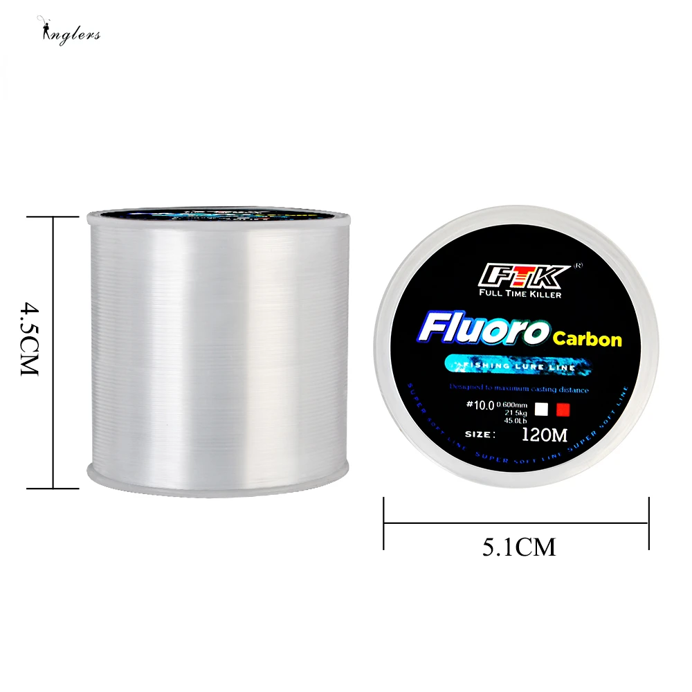 120M Fluorocarbon Coating Fishing Line 0.20mm-0.60mm 7.15LB-45LB Carbon Fiber Leader Line Fishing Lure Wire Sinking Line Japan