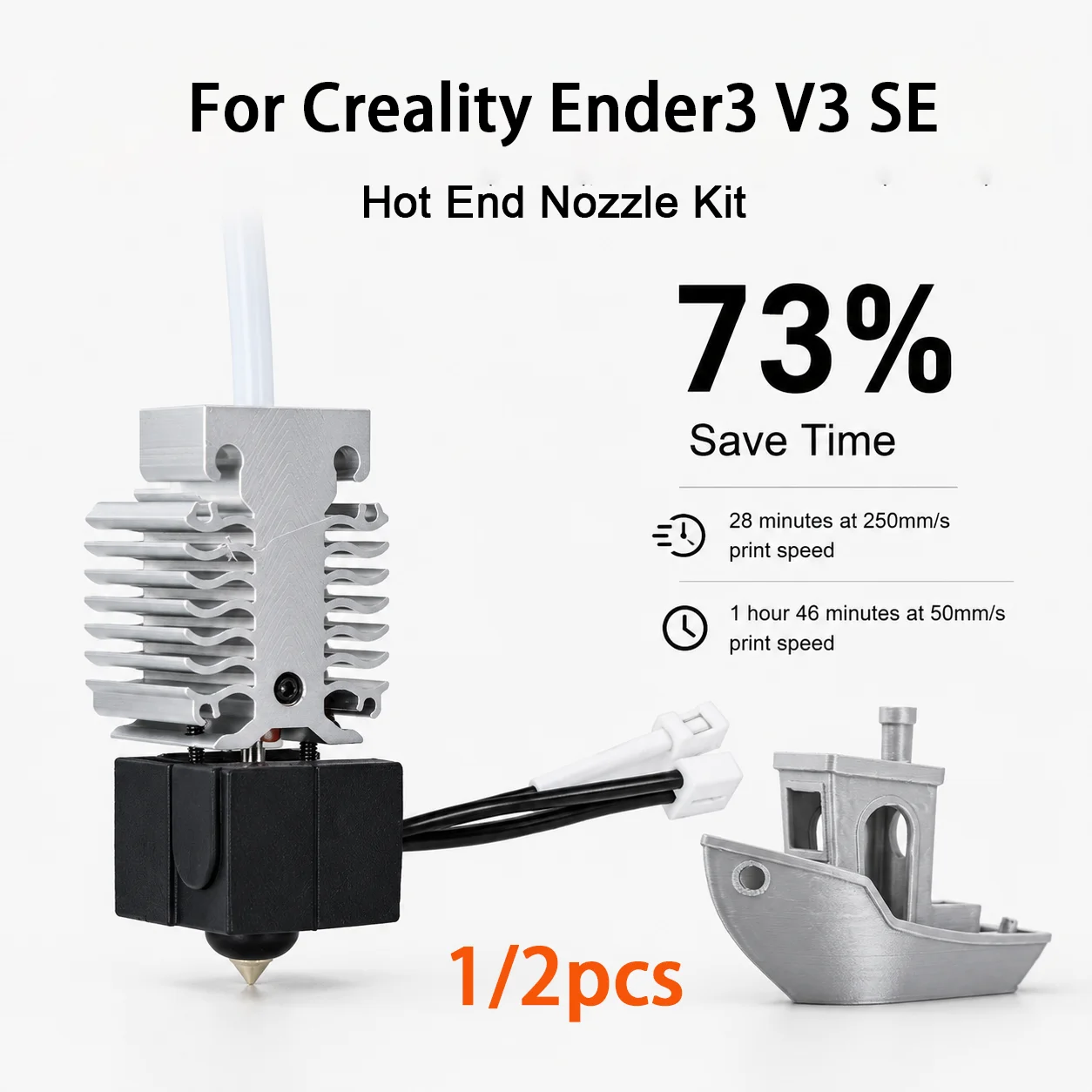 Hotend Nozzle Kit For Creative Ender 3 V3 SE Efficient Heating Cooling Dissipate Heat Stainless Steel Throat 3D Printer Parts