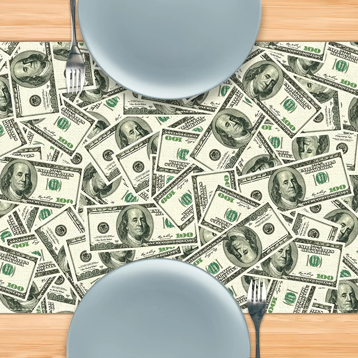 Dollar Bill Table Runner - Linen Multi-Size 108 Casino Birthday Party Home Decor