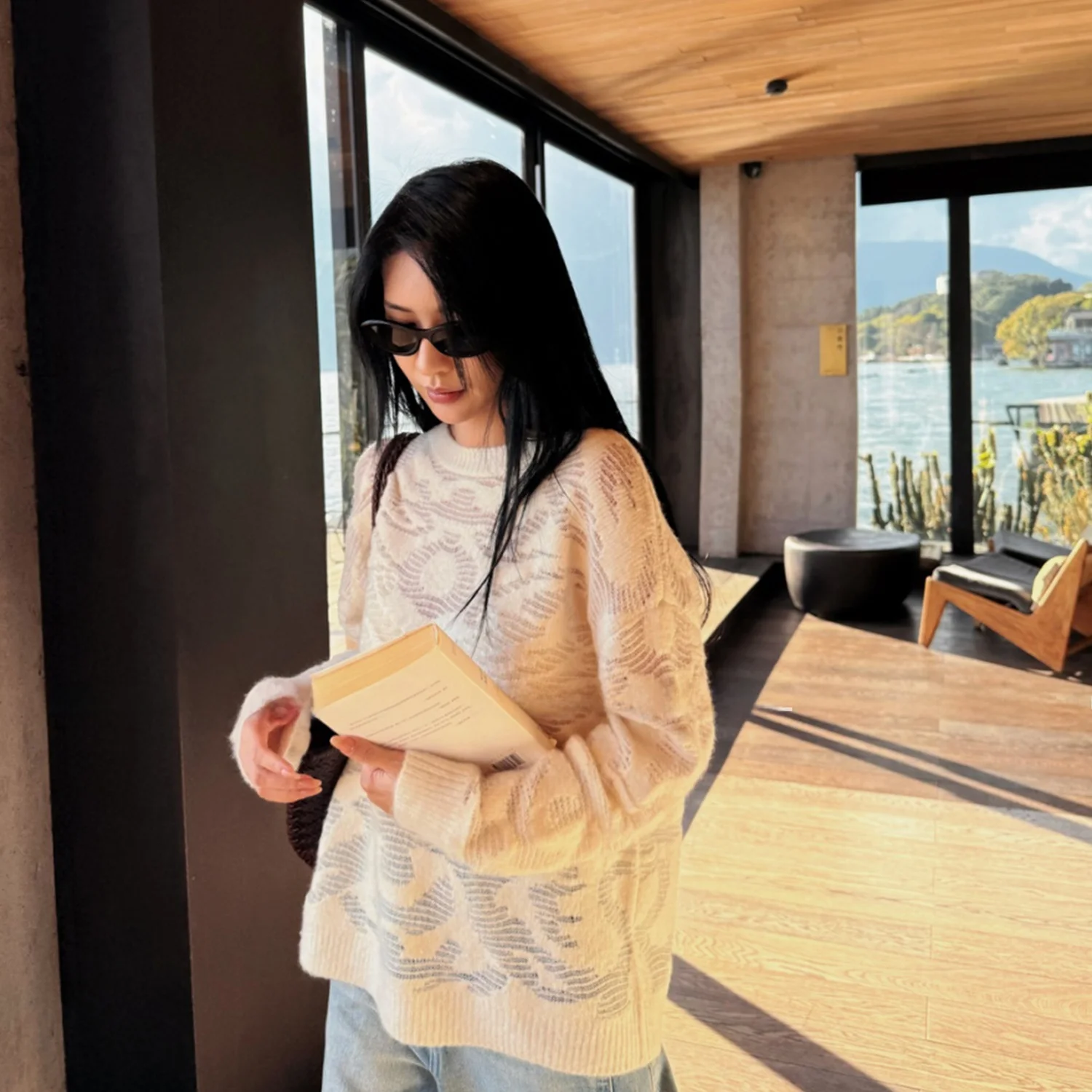 

Вязаный свитер MBNLF Fog Feathers из высококачественной пряжи, изготовленный на заказ, весна 2025, женский шерстяной свитер в модном стиле