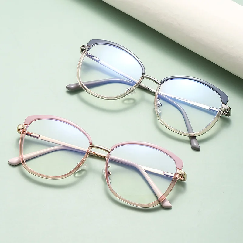 Retro Cat Eye Clear Anti Blue Light Brillen Tr90 Veer Scharnier Vrouwen Brilmontuur Optische Heren Computerbril Gafas Mujer