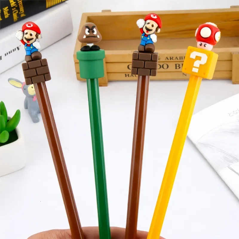 Super Mario Anime Gel Canetas, Preto, 0.5mm, Fofos, Papelaria Estudante, Desenhos Animados, Criatividade, Escritório, Escola, Suprimentos de escrita, Crianças, Meninos, Meninas