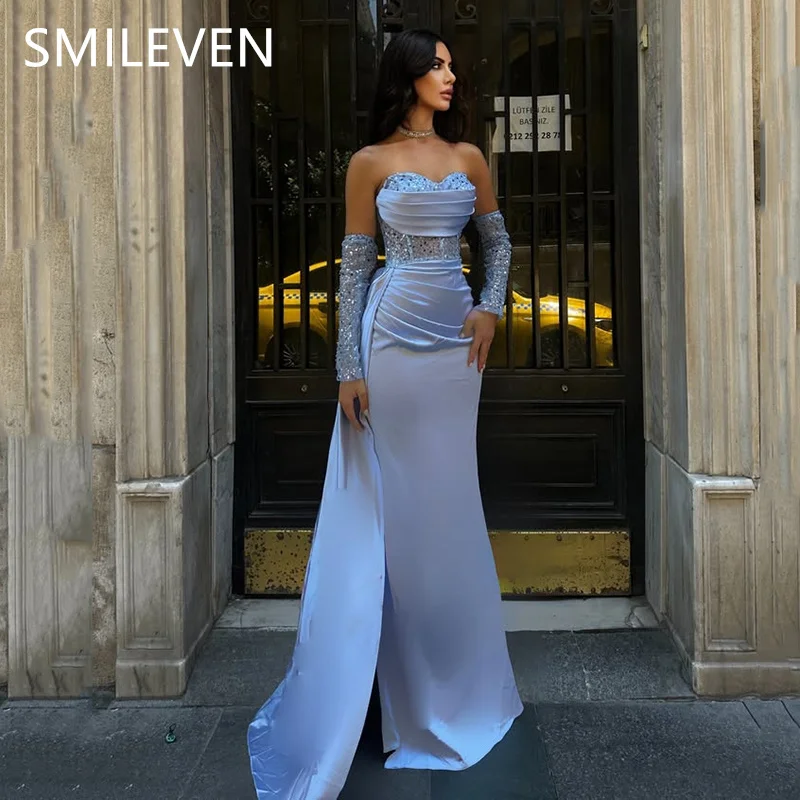 

Smileven Blue Mermaid Sexy Applique Side Split Prom Dress Sweetheart Formal Evening Party Dresses Birthday Customized 2025