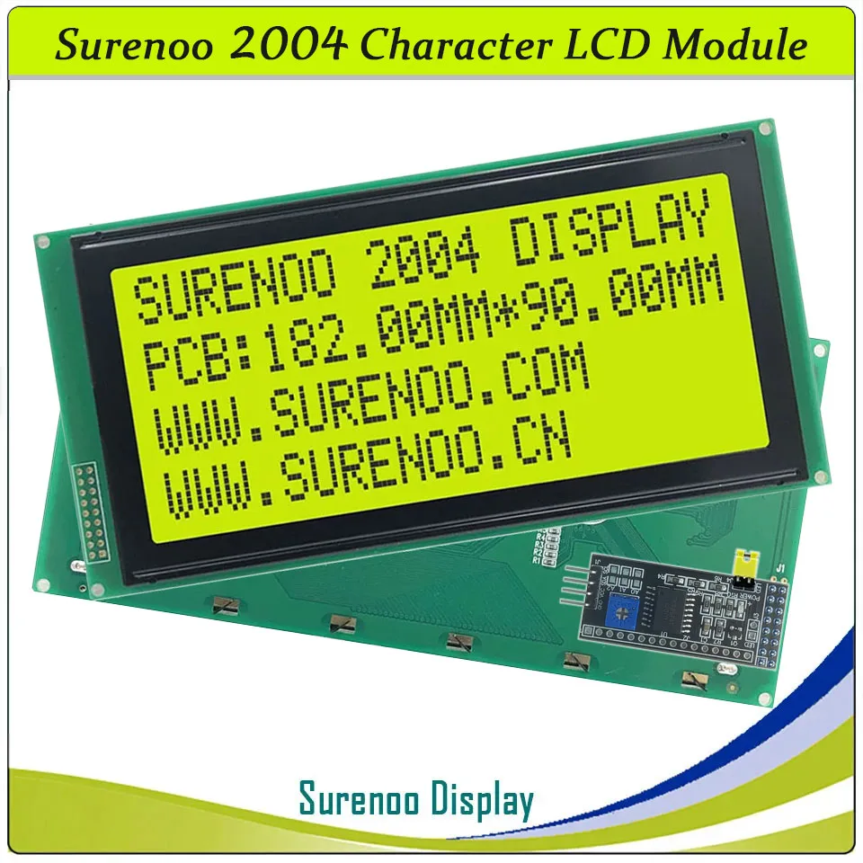 Largest 204 20X4 2004 Character LCD Module Display Screen Panel LCM Yellow Green with LED Backlight