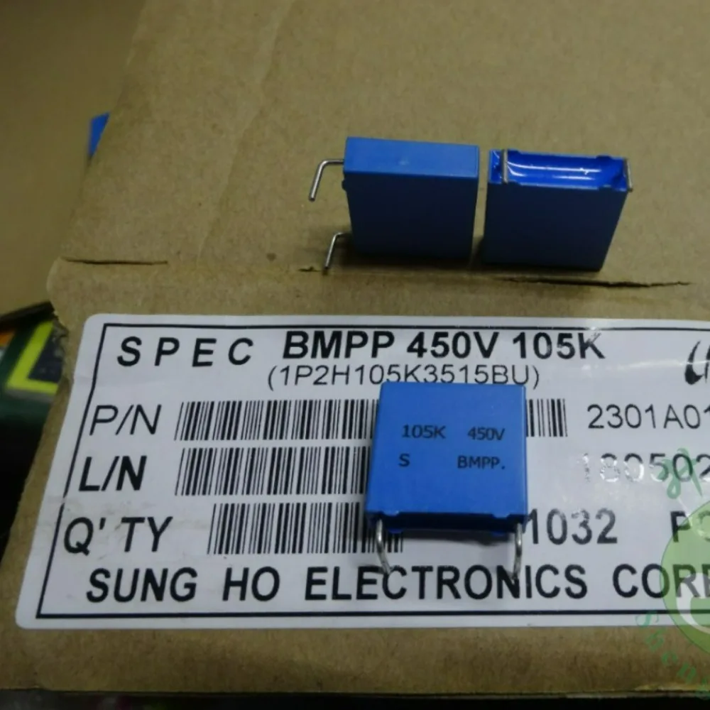 10pcs/lot SUNG HO 1.0uf 450v 1u0 1uf 105 Brand new 15mm Custom pins film capacitor (Thickness: 6mm)