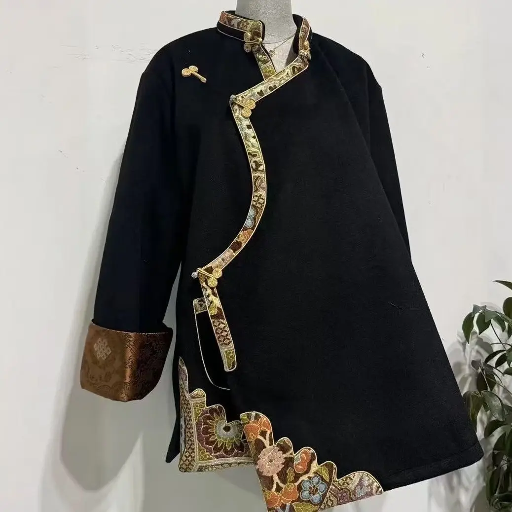 

2025 Thickened Tibetan winter new top lace warm cotton jacket