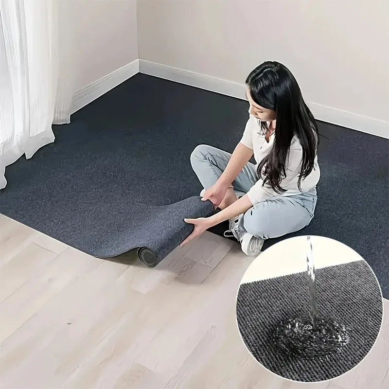 Alfombra autoadhesiva para sala de estar, alfombras de cocina para dormitorio, absorción de agua, decoración del hogar, Color sólido, decoración de alfombra para escalera de baño