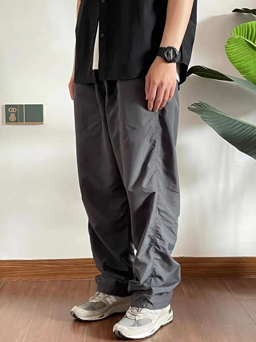 

y Retro Japanese Sle Qui Dry Nylon Cargo Pants Men's Outdoor Loose Straight Tube Soldier Workwear Casual Trousers