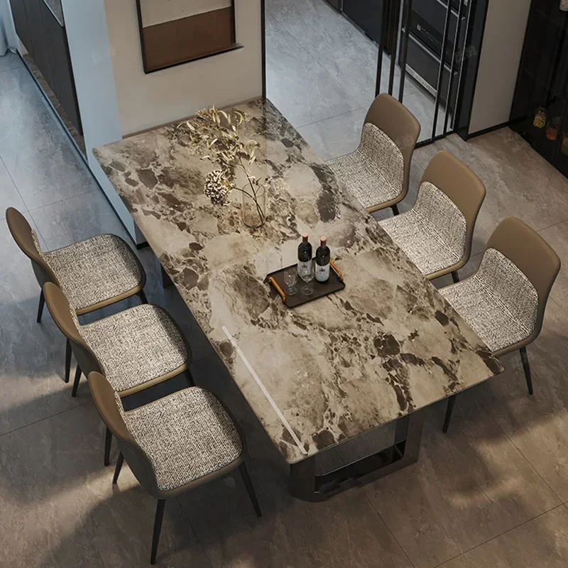 

Big Nordic Luxury Table Chairs Rectangular European Modern Marble Dining Table 8 Seater Italian Mesas De Jantar Home Furniture