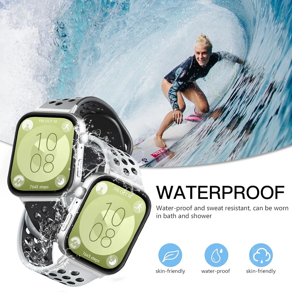 Ремешок силиконовый для Huawei Watch Fit 3, Воздухопроницаемый спортивный браслет для Huawei Watch Fit 3, аксессуары для наручных часов