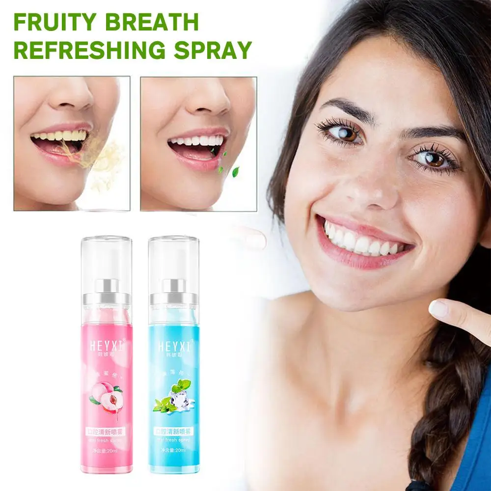 Fruity Breath Peach Mint Breath Freshener Spray Halitosis Treatment Care Freshener Odor Refreshing Mouth Spray 20ml Liquid E8V6