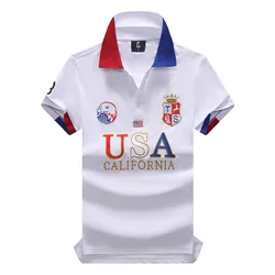 New Arrivals Polo Shirt Men Short Sleeved California of USA Embroidery White Eagle Golf Wear Collar T-shirt Plus US Size XS-7XL