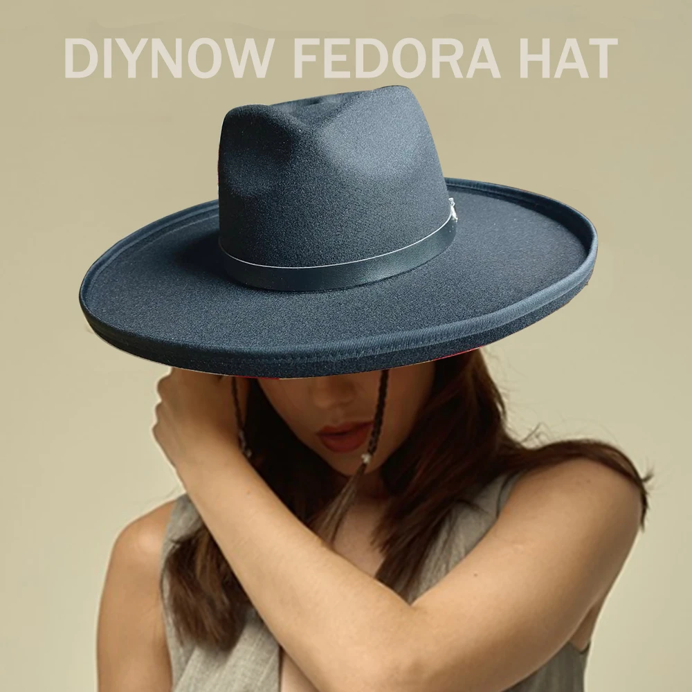 Fashionable New Fedora Luxury Big brim Felt Hat Panama Jazz Hat for Men and Women Love Top Design Wrapped Gentleman Elegant Hat