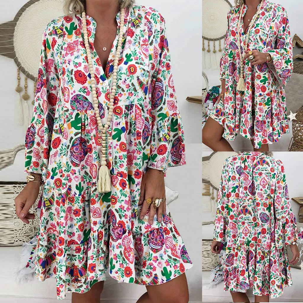 Fashion Summer Dress Casual Robe Femme Elegant Zomer Jurk Print Beach Dresses Vestido De Festa Loose and Comfortable