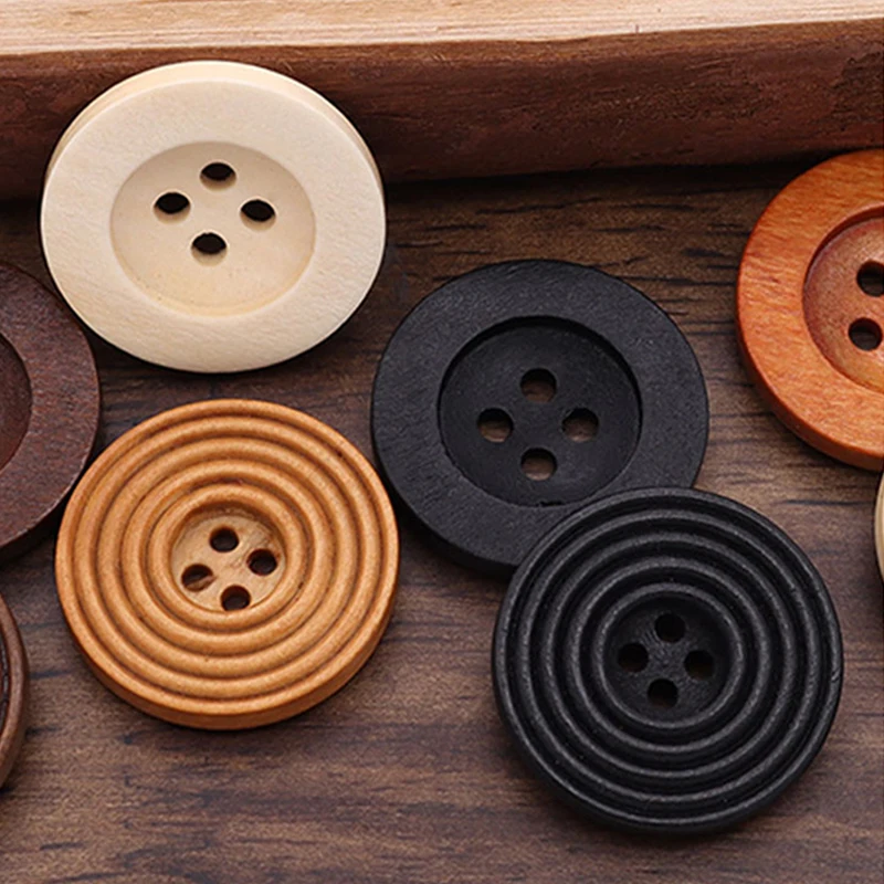 50 PCS DIY Wooden Buttons Sewing Accessories Child Clothing Needlework Shirts Decorative Buttons Handmade Crafts Kids Apparel