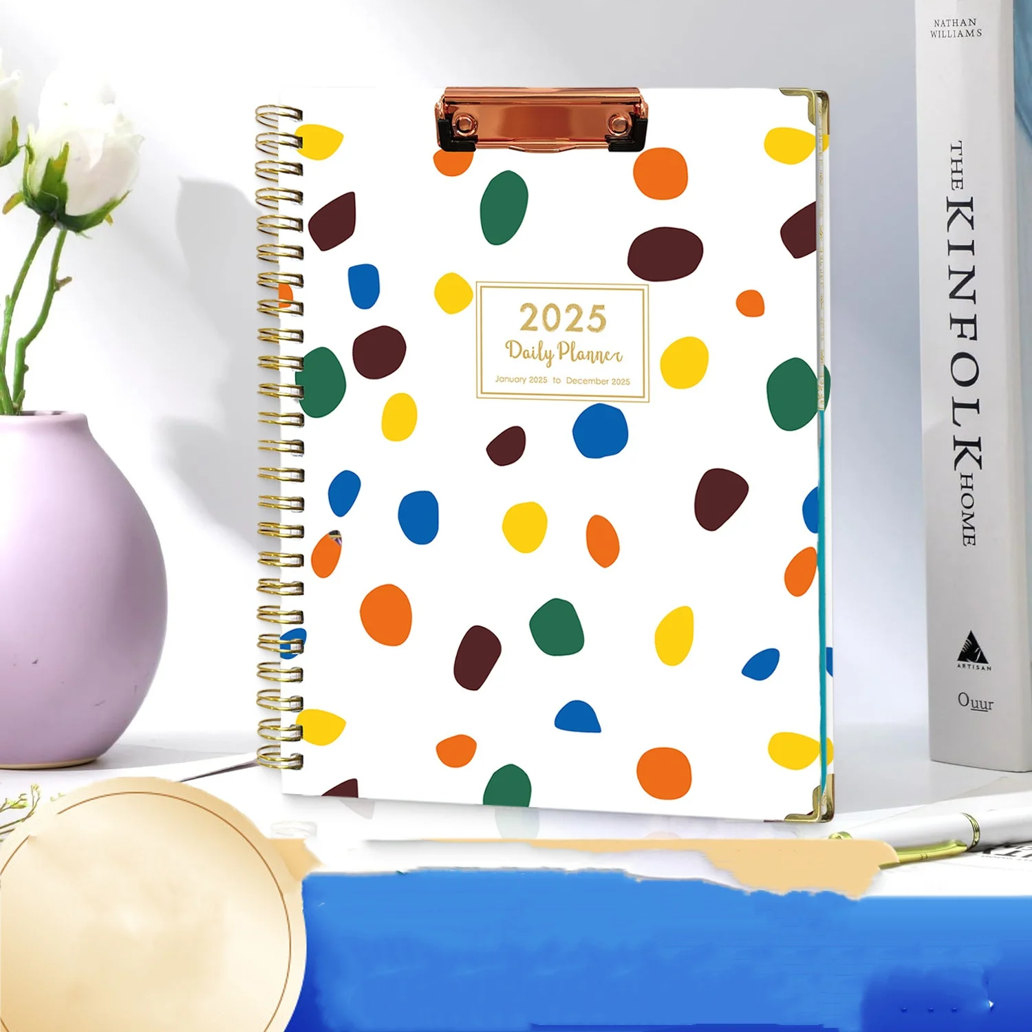 Board Clip A4 Notebook 2025 English Notepad Coil Diary Planner Work Exercise Calendar Book