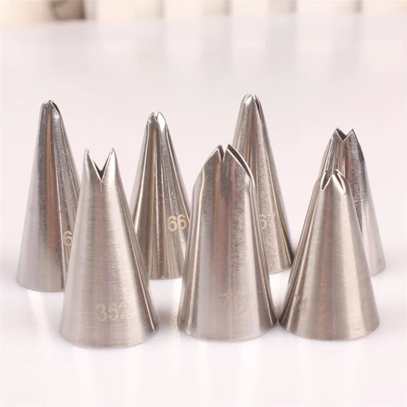 7Pcs/set Leaves Cream Metal Tips Stainless Steel Icing Piping Nozzles Cake Cream Decorating Cupcake Pastry Tools