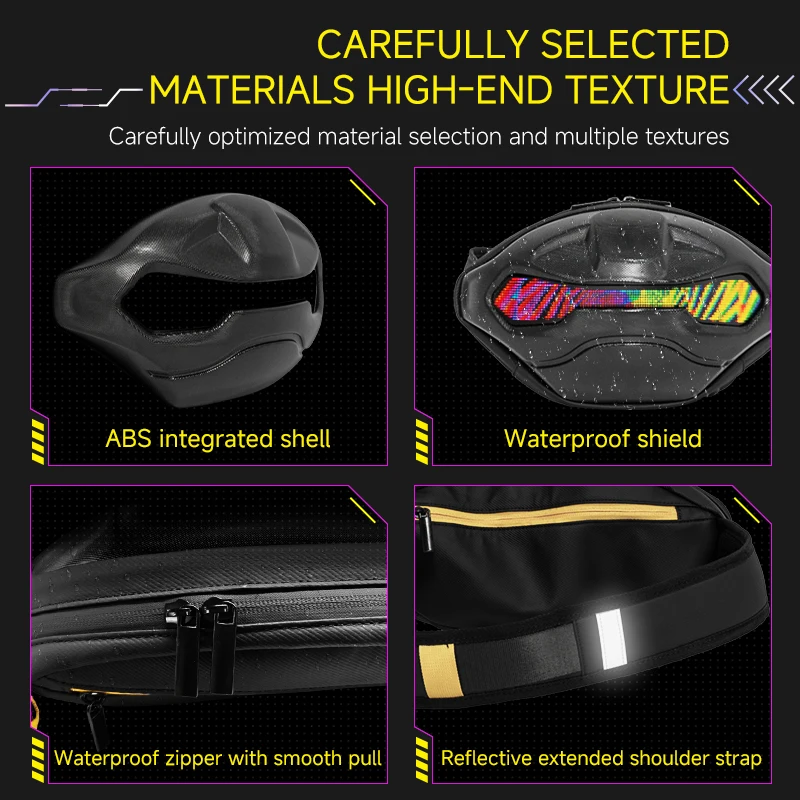Rider Satchel LED Screen Display APP Control Riding Drop Leg Side Bag Waterproof Dynamic Screen Shoulder Bags Motorcycle Wallet