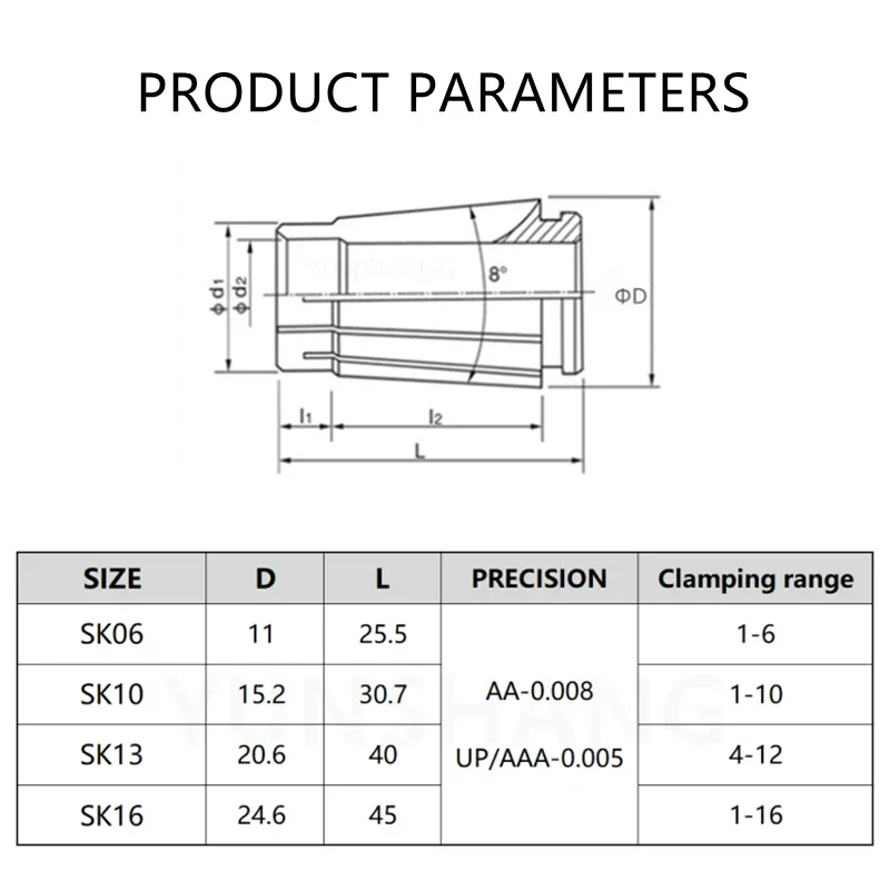 Sk Collet SK06 SK10 SK13 SK16 SK20 SK25 SK Collet Chuck CNC High Speed Precision Lathe Milling Cutter Collet Tool Holder