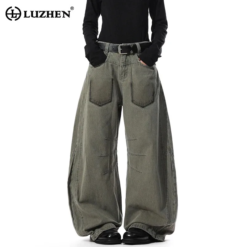 LUZHEN Original Personalized New Baggy 2026 Straight Pockets Printed Casual Pants Men's Trendy Handsome Wide Leg Trousers JY8522