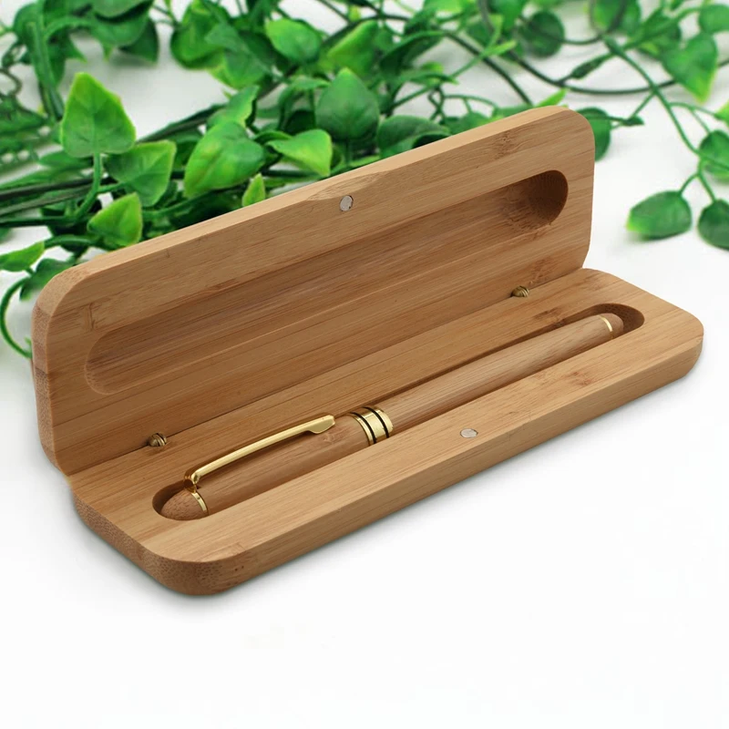 Stylo plume vintage élégant en bambou avec boîte, cadeaux d'affaires, marque de luxe, stylos d'écriture de bureau