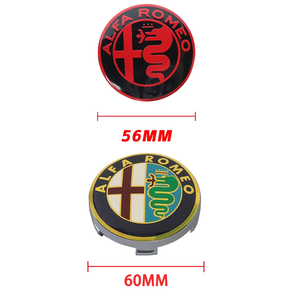 4Pcs 56/60MM Car Wheel Center Hub Caps Logo Sticker Cover For Alfa Romeo Giulia Stelvio Giulietta 156 159 147 Mito Tonale GT 166