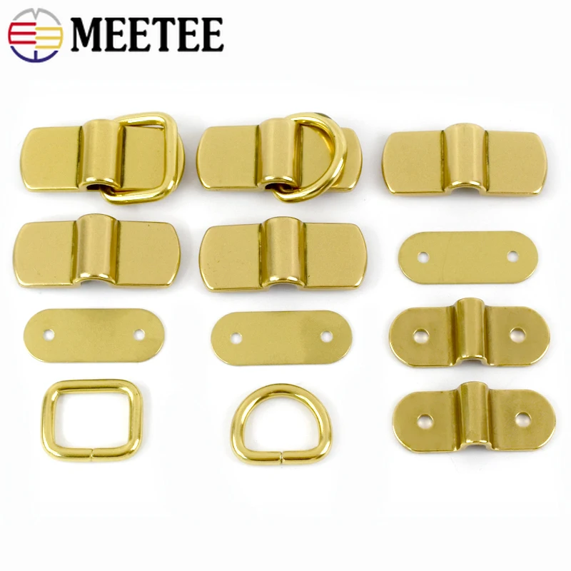 2/4Pcs Solid Brass Arch Bridge Handle Bag Side Clip Buckle D-Ring Square Hook Handmade Leather Craft DIY Hardware Accessories