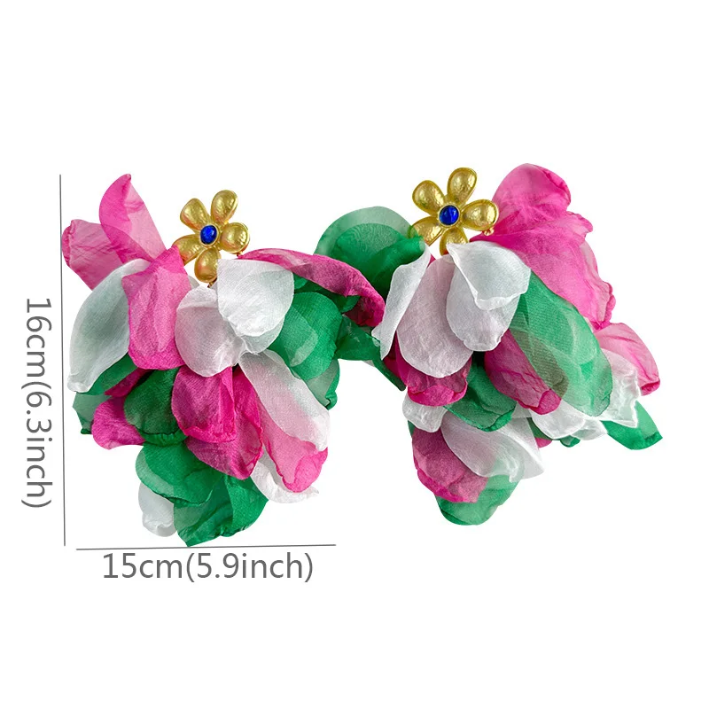 Bohemian Leaves Tassels Big Flower Dangle Earrings For Women Girl Trendy Luxury Vintage Fairy Wedding Party Jewelry