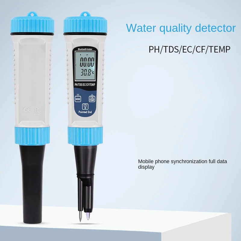 5 In1 PH Meter With BT High Accuracy Measurement Of PH/TDS/EC/CF/Temp Water Testing Kit For Water Hydroponics Lab