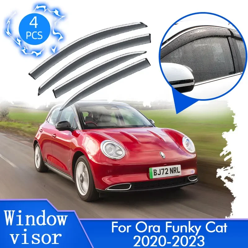 

4x For GWM Ora Funky Cat Good ES11 2020 2021 2022 2023 Rain Sun Window Visor Deflector Guard Awning Trim Wind Shield Accessories