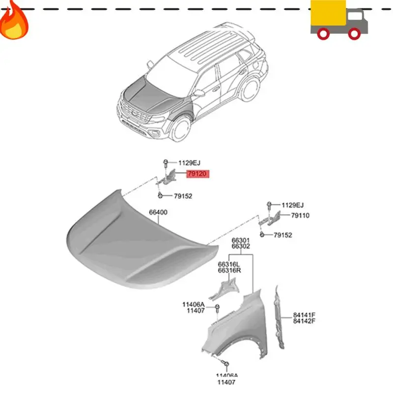 

Discount-1Pair Car Hood Hinges Driver & Passenger Side 66910-Q2000 For Kia Sportage 2019-2021