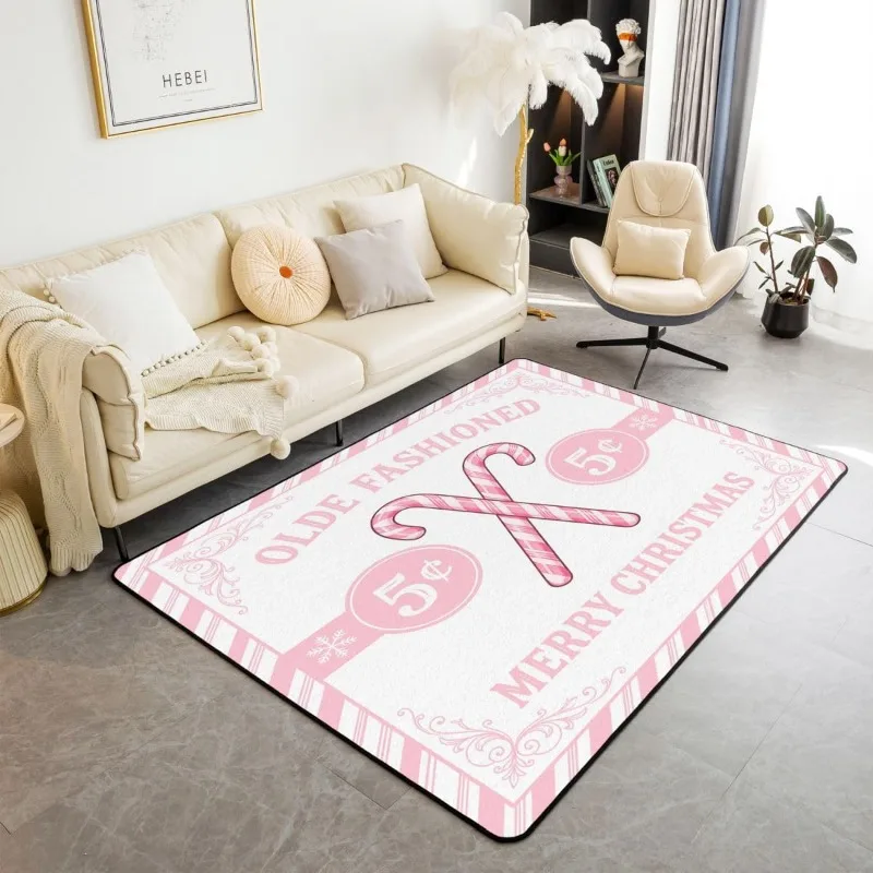 Merry Christmas Letter Printed Carpet Grey Pine Tree Large Area Floor Rug for Living Room Fireplace Indoor Home Decoration