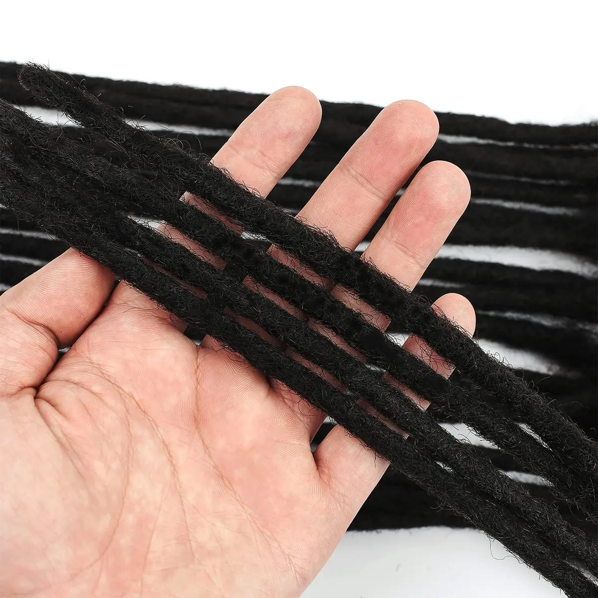 Locs Extensions Thickness Dreadlock Extensions Soft 100% Human Hair Natural Black For Women Men Full Handmade Permanent Locs