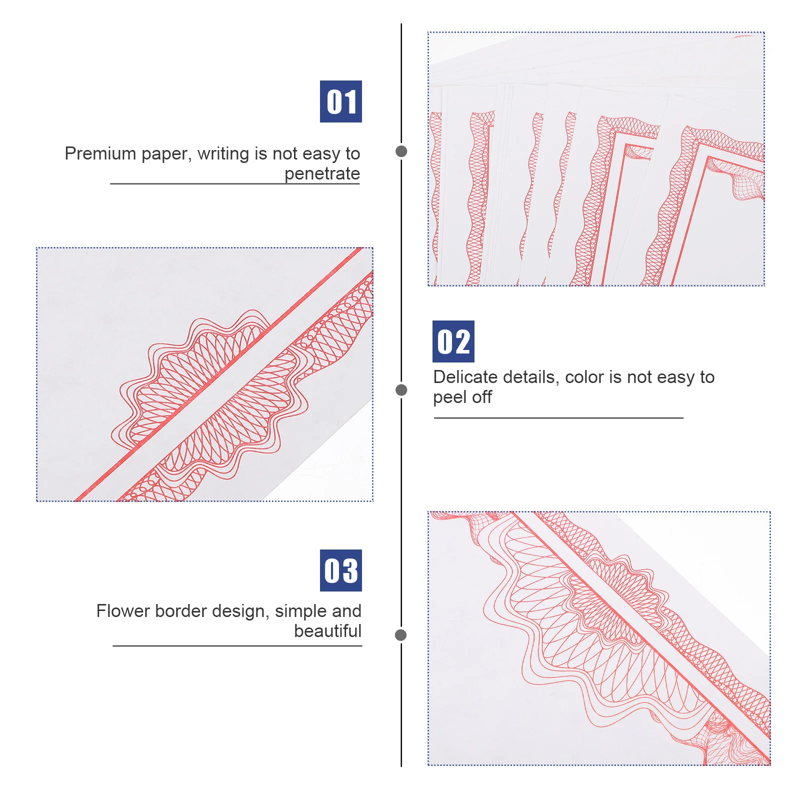 50 hojas de papel para certificados imprimibles, diploma en blanco, premio de cumplimiento, graduación escolar, reconocimiento de Honor, regalo de negocios