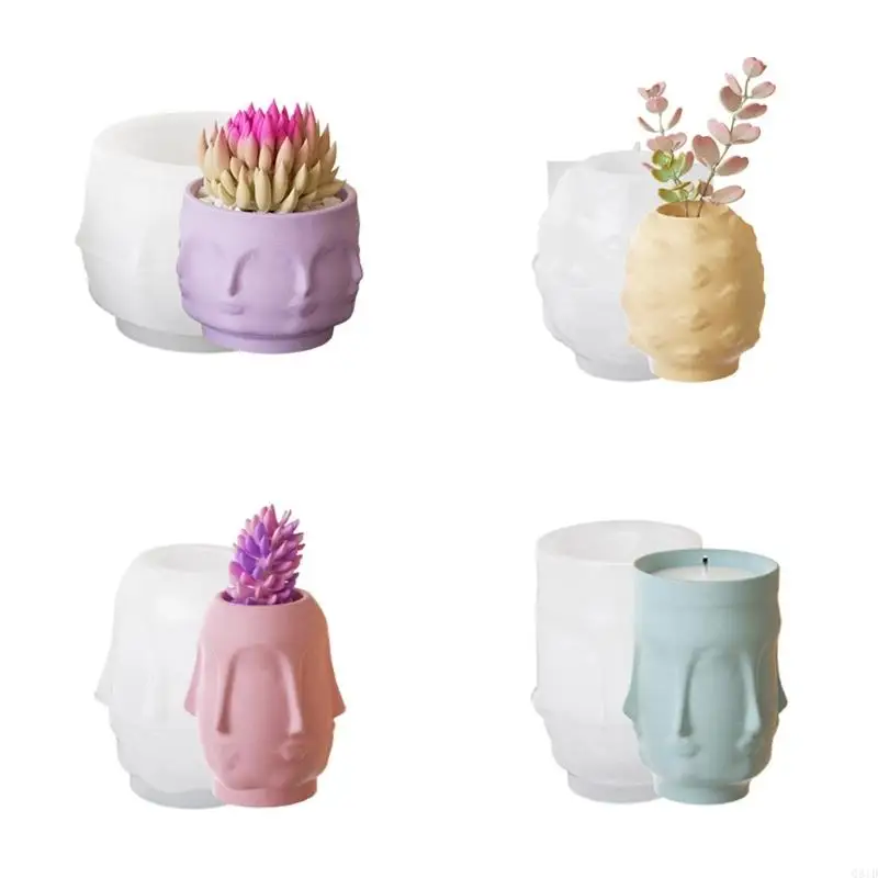 Succulent Flower Pots Mold 3D Polyhedral Face Pen Holder Silicone Mould Concrete Plasters Planter Mold Epoxy Resin Molds